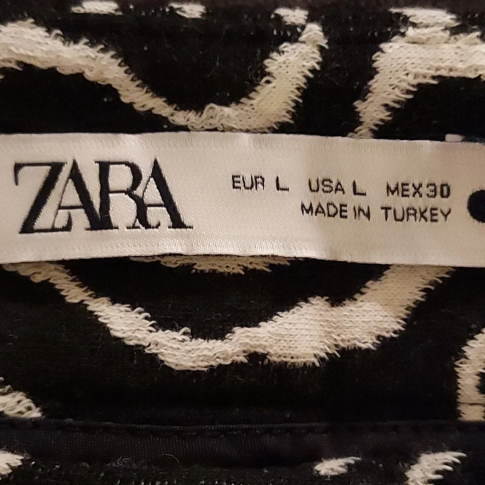 Zara Black & White Psychedelic Swirl Straight Leg Dress Pants Size L - Picture 6 of 7